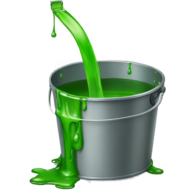 create a bucket of green liquid spilling out emoji