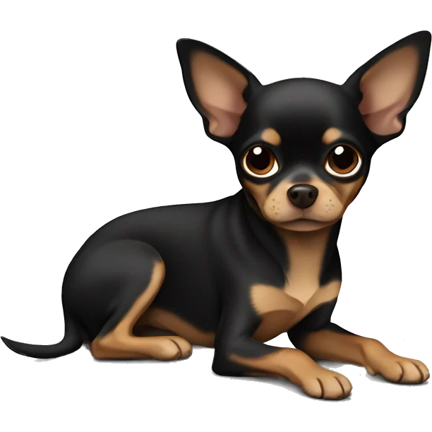 Black brown chihuahua laying emoji