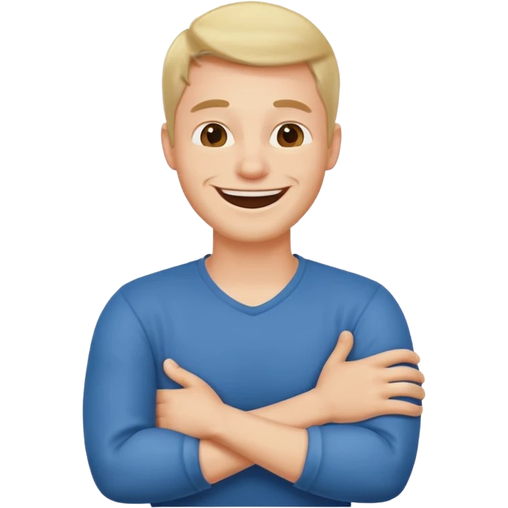 Arms crossed holding neck laughing guy  emoji