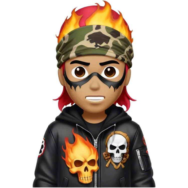 Ghost rider with a durag on and a bape jacket emoji