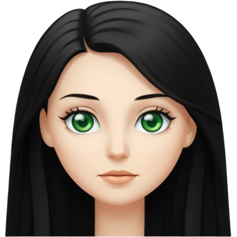crie uma mulher branca de cabelo longo preto escovado emoji