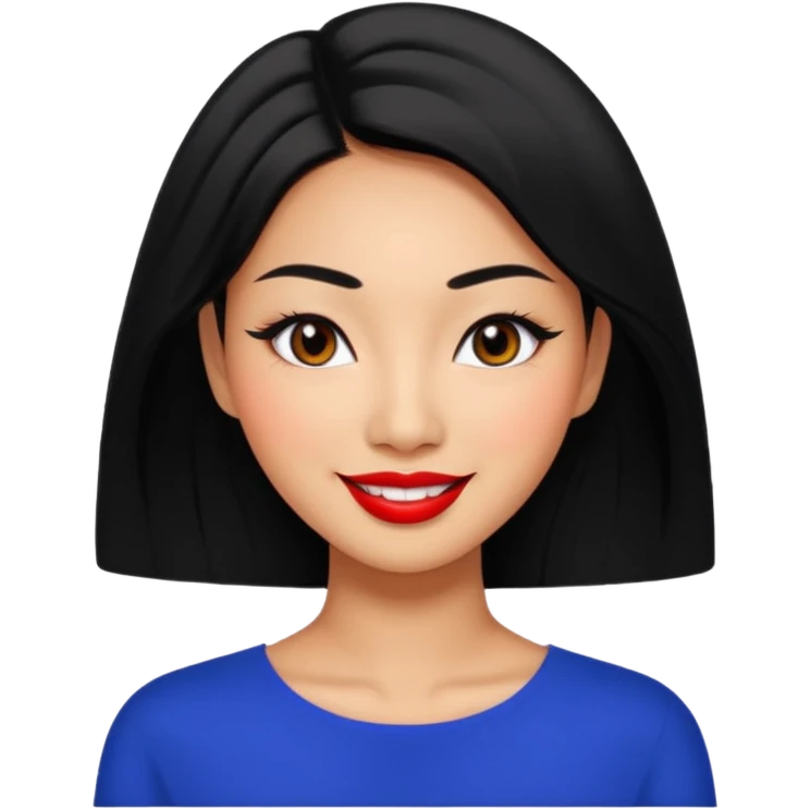 asian tanned beauty standard, pretty bratz baddie, black Eyeliner, she's smiling. emoji