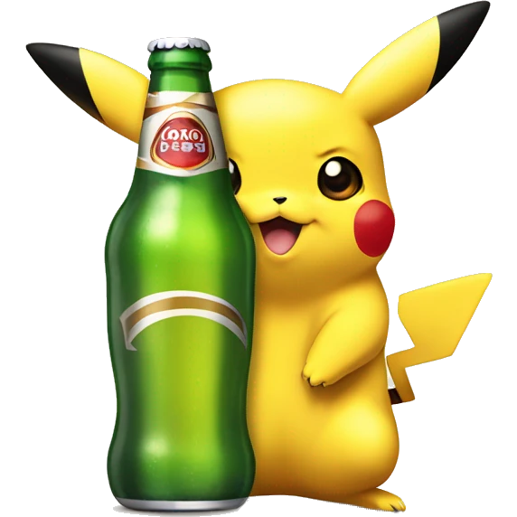 Pikachu avec une bière emoji