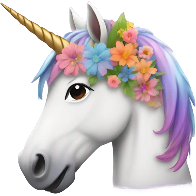 Unicorn with flowers emoji