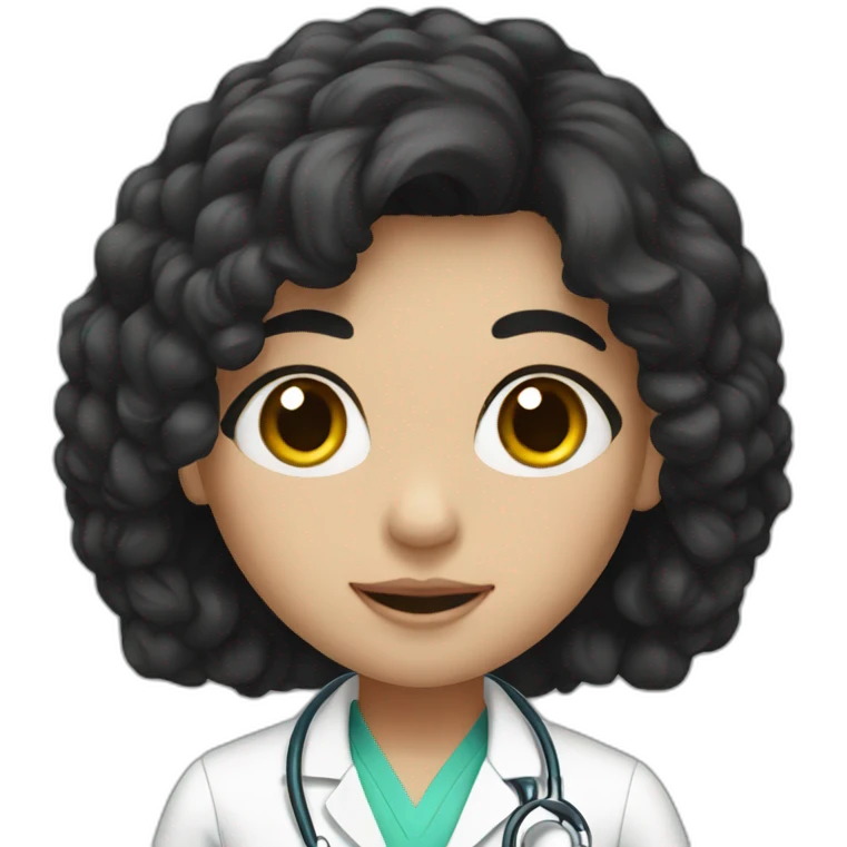 doctor, black hair, girl, white skin emoji