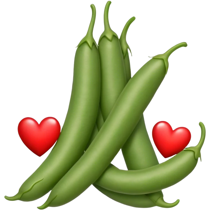 Three beans and a heart emoji