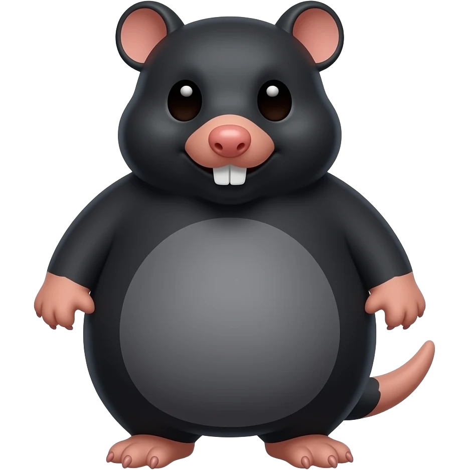 Hazme un emoji de como un topo pero que sea de color negro gordito con nariz de perro y con orejas de topo emoji