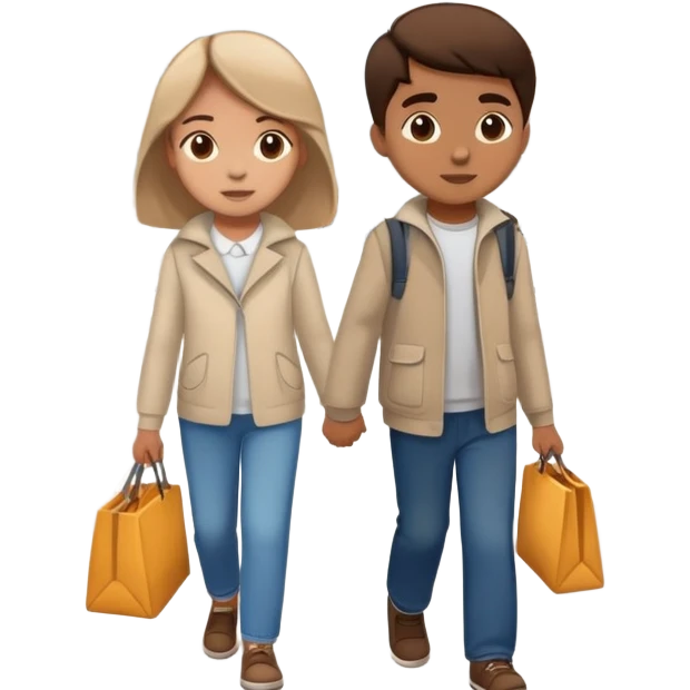 Sister and brother walking in a busy city emoji