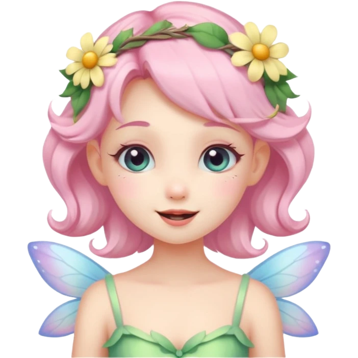 cute pastel fairy girl flower head decoration wink emoji