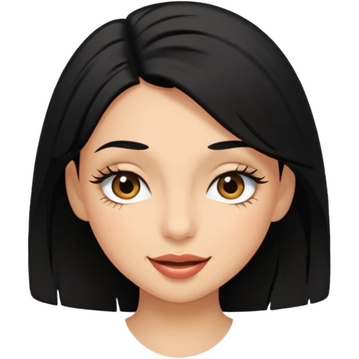 emoji of a black-haired girl winking and showing her eyelashes, no text emoji