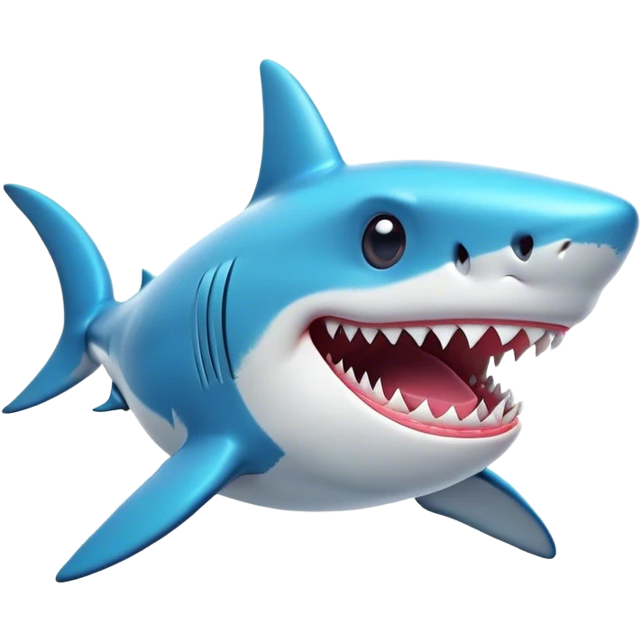 Cinematic Comical Shark Portrait Emoji, Head tilted dramatically with an exaggeratedly amused expression, featuring a striking, glossy streamlined body with bold accents and wide, expressive eyes filled with playful disbelief, Simplified yet hilariously expressive features, highly detailed, glowing with a slightly sassy glow, high shine, dramatic yet playful, stylized with an air of cheeky marine mischief, bright and endearing, soft glowing outline, capturing the essence of a spirited and over‐the‐top shark, so meme‐worthy it feels like it could snap its jaws into internet fame instantly! emoji