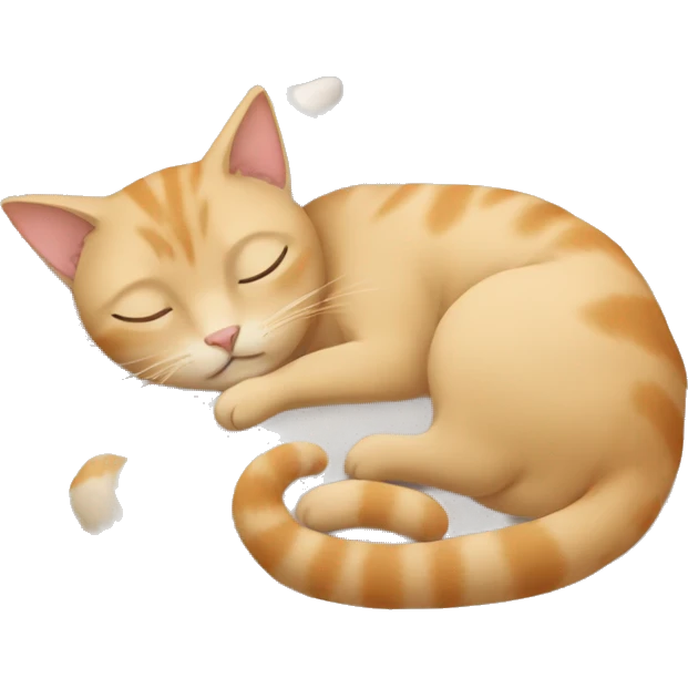 Beige cat sleeping with girl emoji