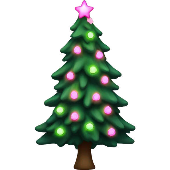 Green New year tree with pink lights emoji