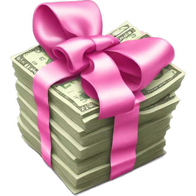 Stack of money with pink bow  emoji