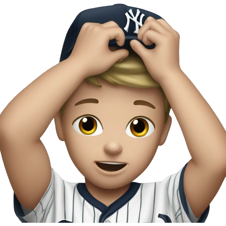 A 7 year old Yankees fan crying on the bed  emoji