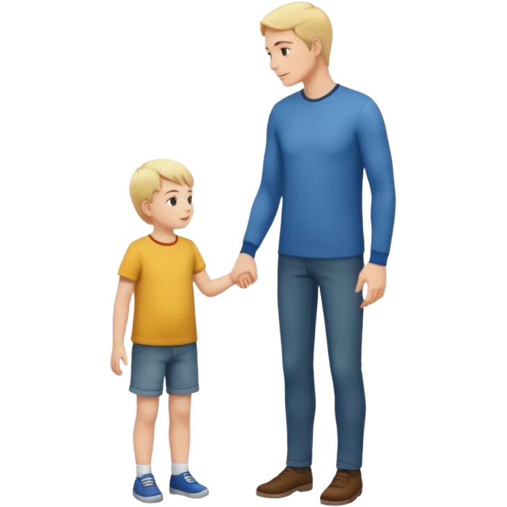 tall adult and small child looking each other, full body emoji