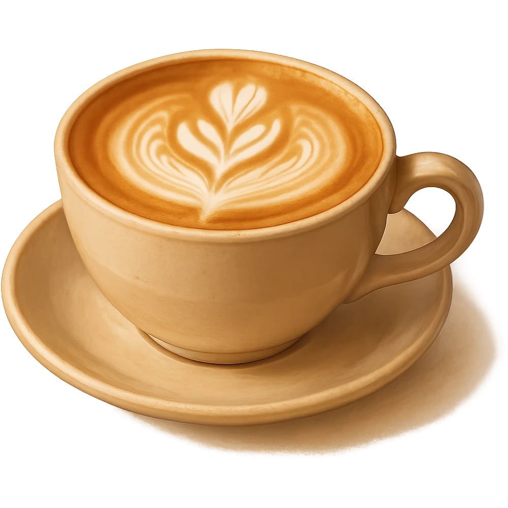 cappuccino in a classic ceramic cup, foam art, warm and inviting, minimal background emoji