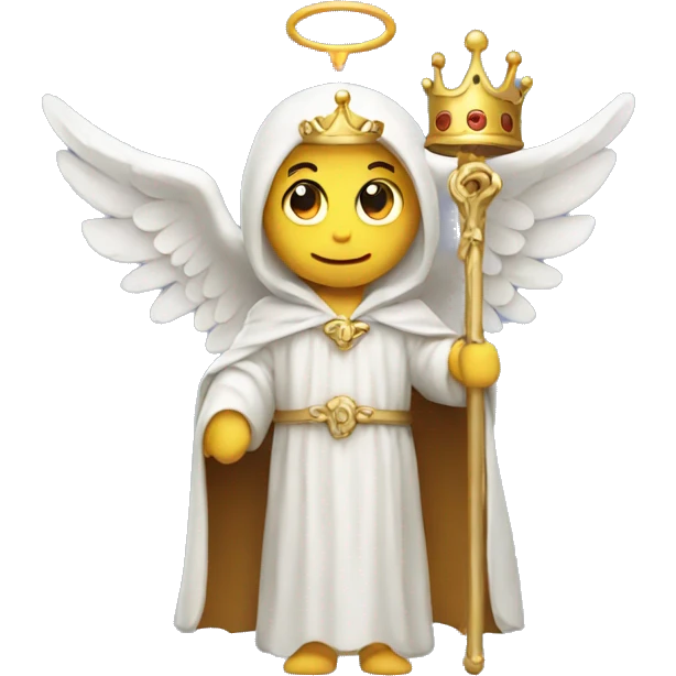 angel in robes holding a crown and a flail emoji