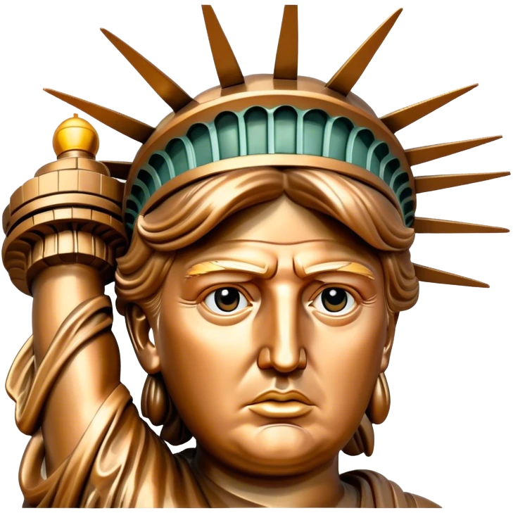 Statue of liberty with Donald Trump face emoji