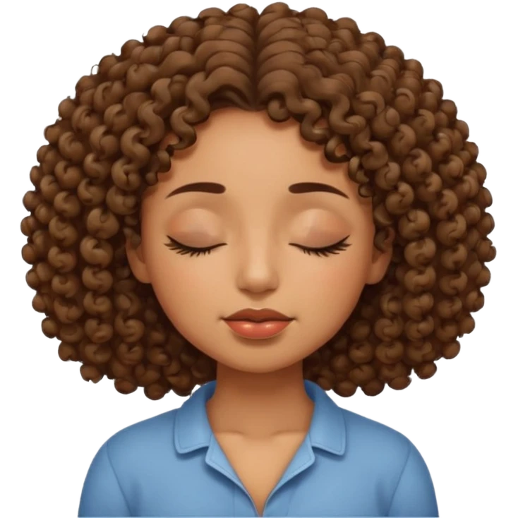fille marron avec des boucle sans yeux bouche nez surcils emoji