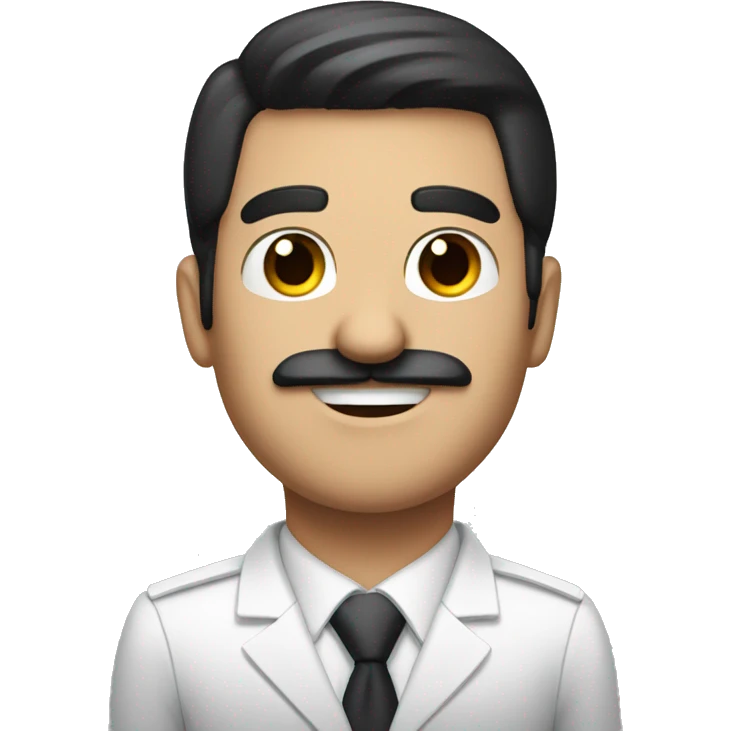 dark hair dark eye man with short mustache flight attendant emoji