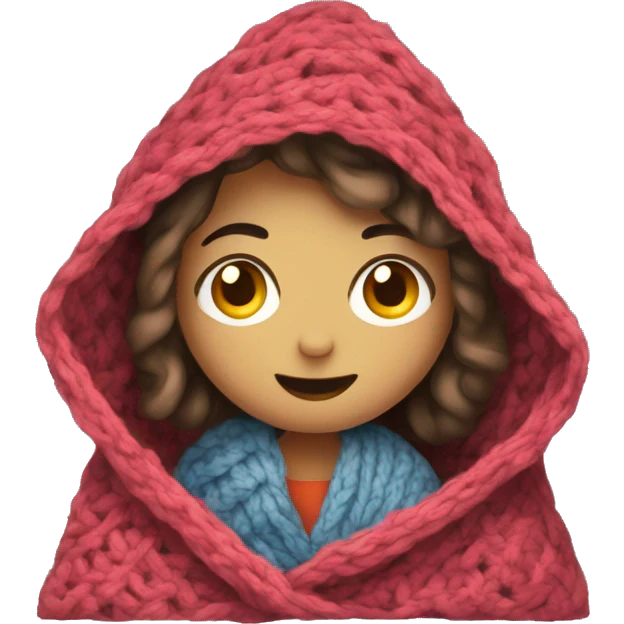 Girl inside a blanket crochetting emoji