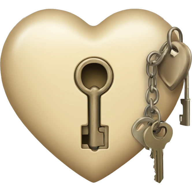 vintage beige heart-shaped lock and key emoji