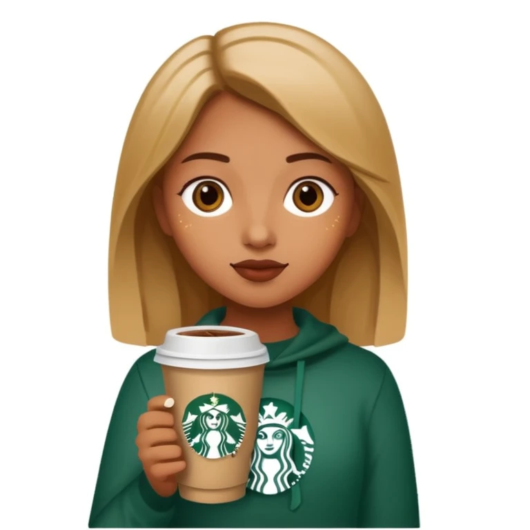 chica tomando café starbuck  emoji