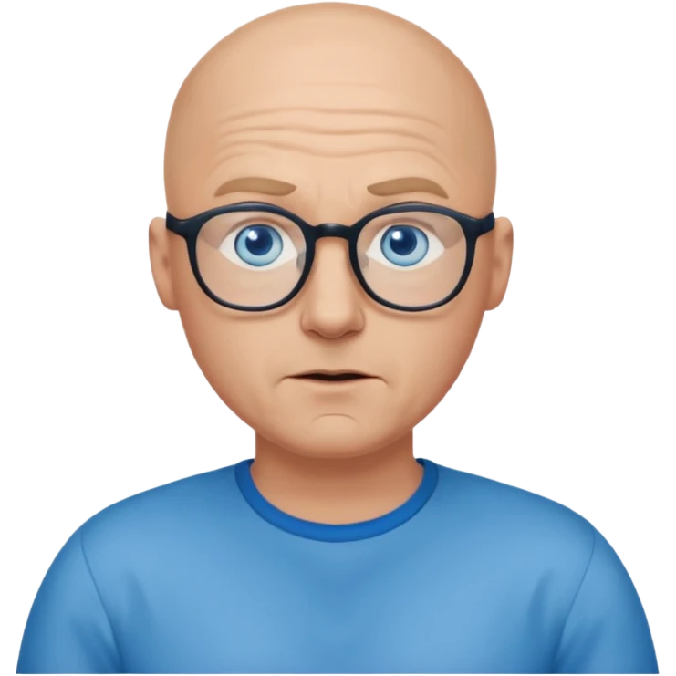 bald man with blue eyes and glasses shrugging emoji