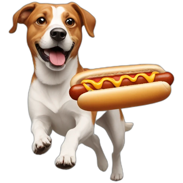 hotdog running from dog emoji