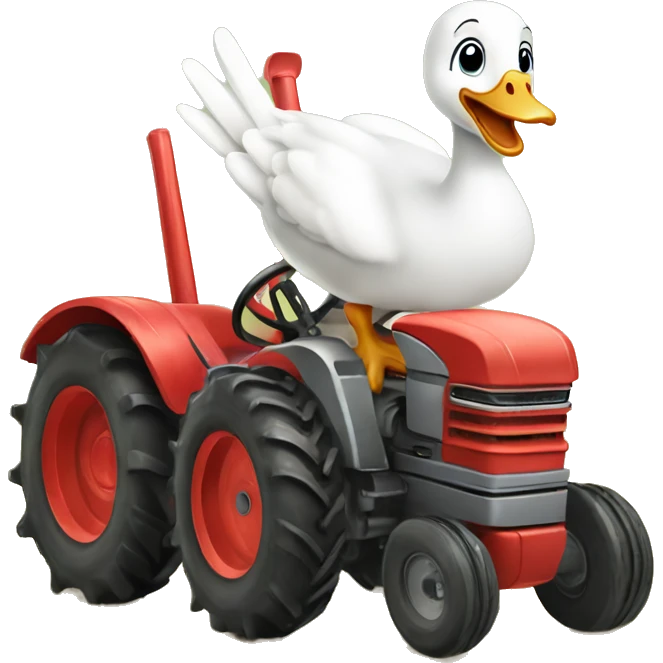 A baby goose driving a tractor ￼ emoji