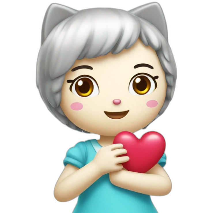 Hello kitty making a heart with her hands emoji