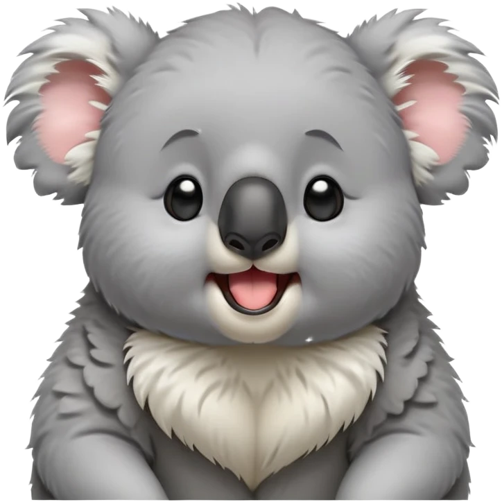 cinematic-cute-yawning-fluffy koala-portrait-emoji,-head-tilted-slightly-with-a-dramatic,-wide-open-yawn,-showcasing-a-soft,-downy-grey-fur-with-drooping-ears-and-round-eyes-barely-open-in-drowsy-contentment,-simplified-yet-irresistibly-adorable, realistic fluffy emoji