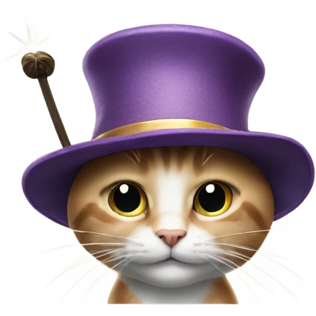 A cat in a hat with a magic wand  emoji