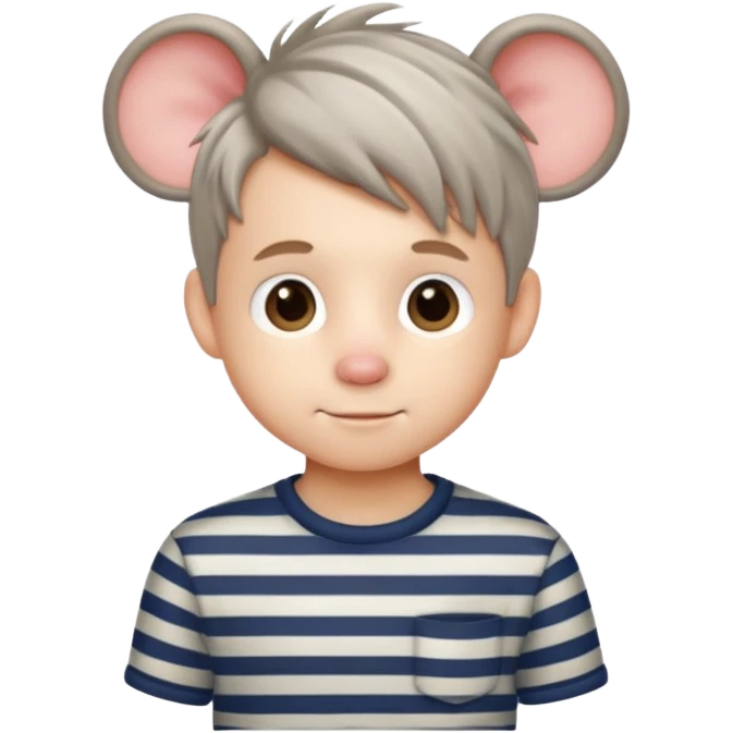 stripped shirt wearing Cute boy mice hair style. emoji