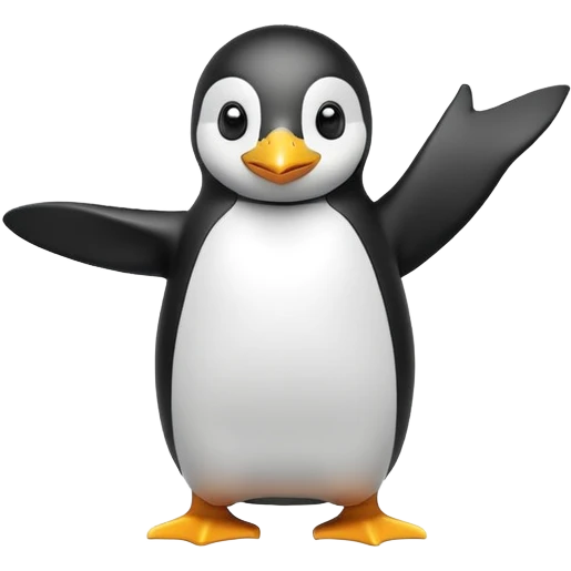 happy penguin waving with one flipper high emoji