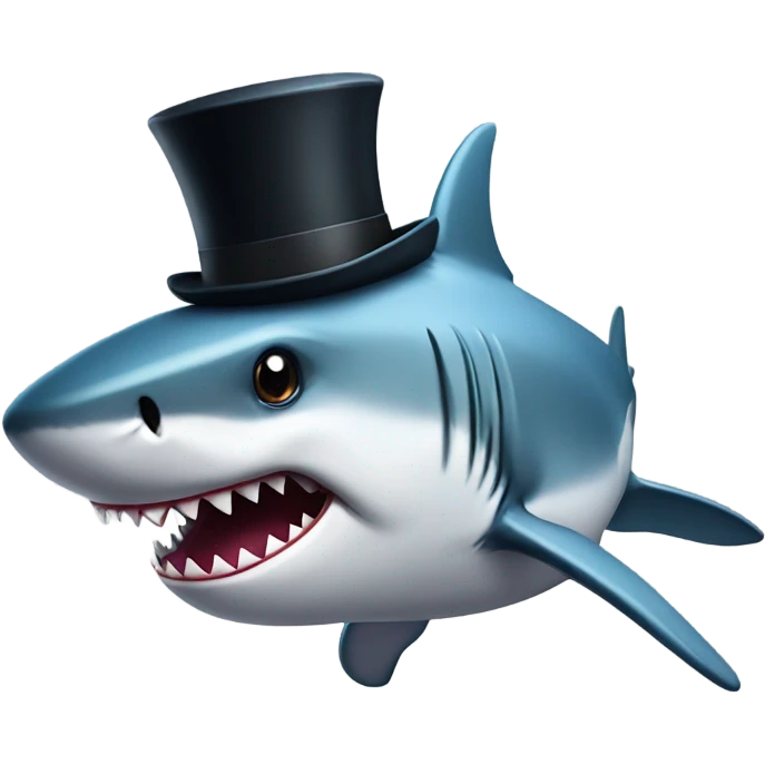 Shark with a top hat emoji