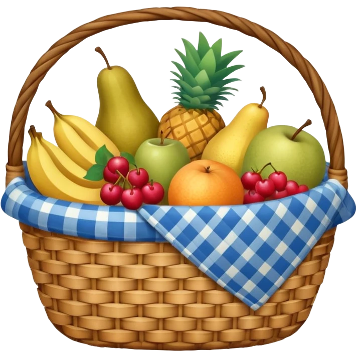 blue plaid lining basket with both food, drink and fruits emoji