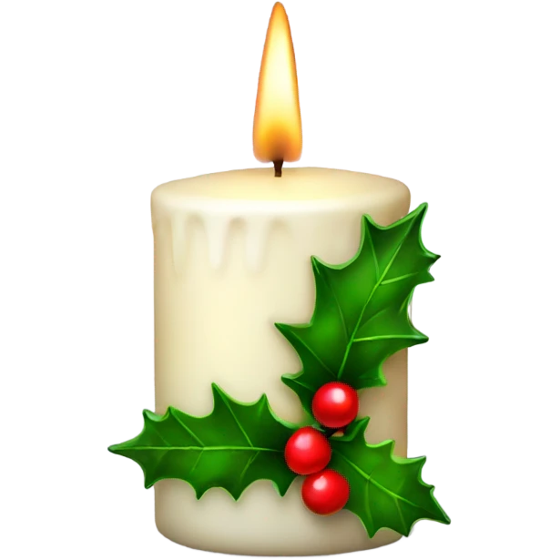 Realistic christmas candle with holly emoji