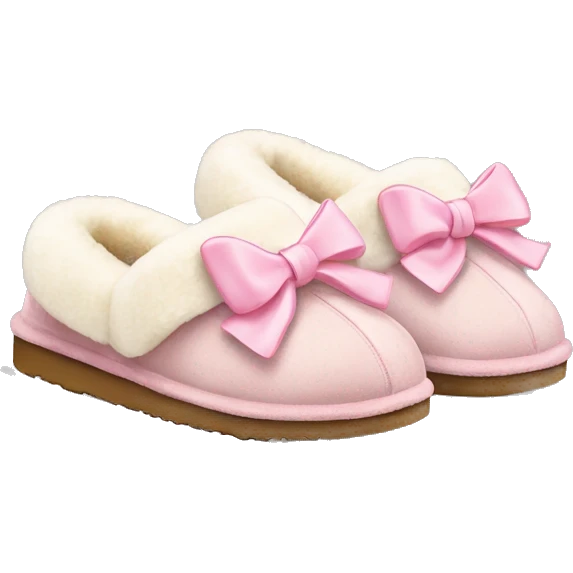 ugg slippers with light pink bows on the back emoji
