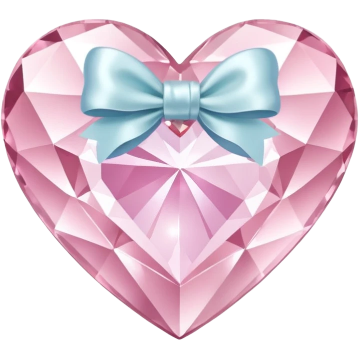 Pastel pink diamond crystal heart with white bow emoji