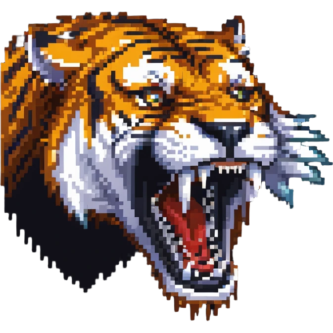 saber-toothed tiger with massive canine teeth four times longer than its entire body, incredibly exaggerated fangs emoji
