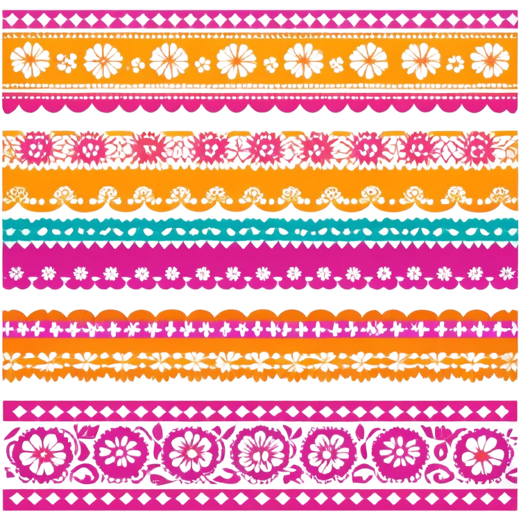a set of vibrant papel picado emoji