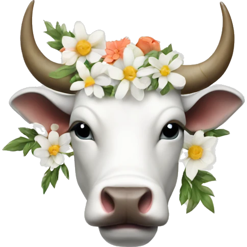 White Bull with floral horns emoji