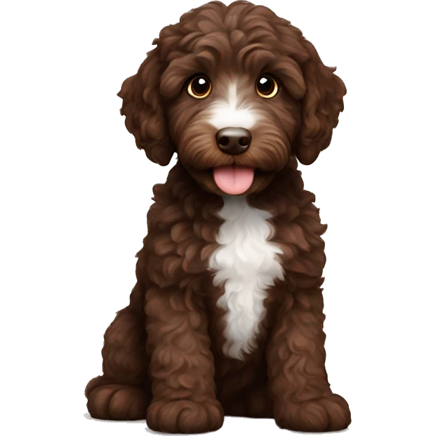 chocolate mini australian labradoodle puppy emoji