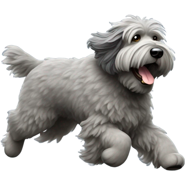 Gray Bouvier des Flanders running toward me emoji