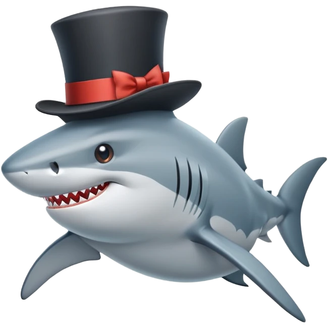 Shark with a top hat emoji