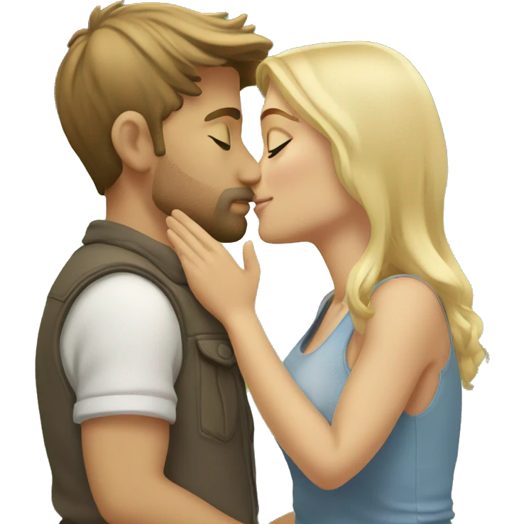 romantic outdoor couple kiss,, he has Brown Hair, she has blonde Hair emoji
