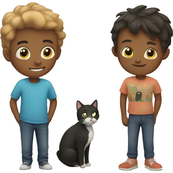 boy with cat indoors emoji