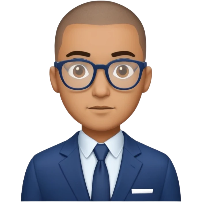 Buzz cut Latino with glasses and dark blue suit  emoji
